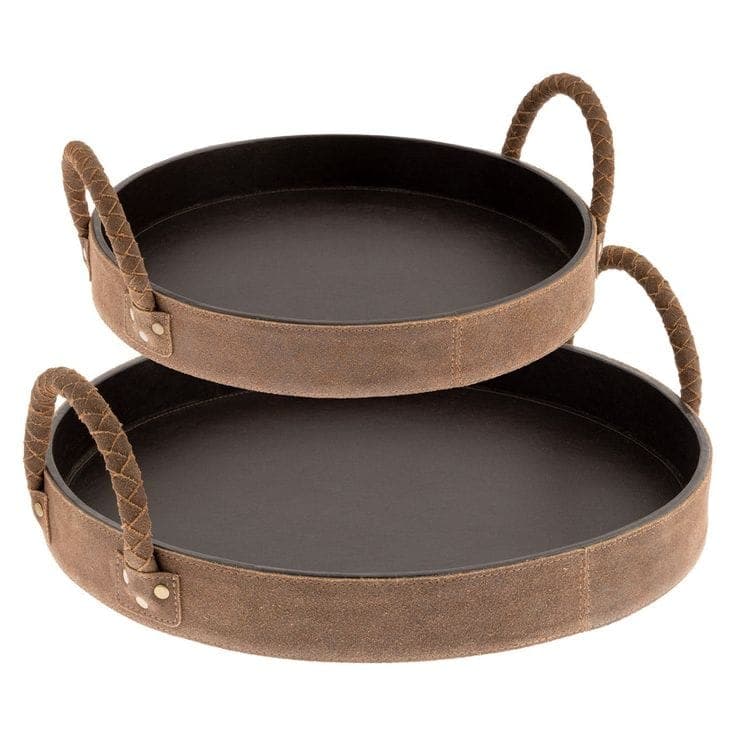 Bronze Loop Handle Tray Set handcrafted Serveware by J.S. CRAFT
