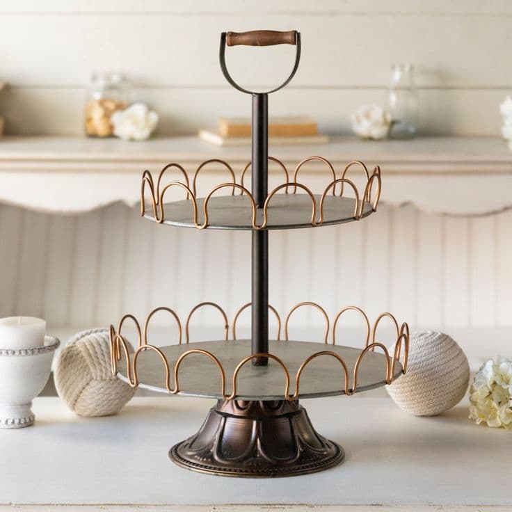 Grand Scroll Three-Tier Stand handcrafted Serveware by J.S. CRAFT