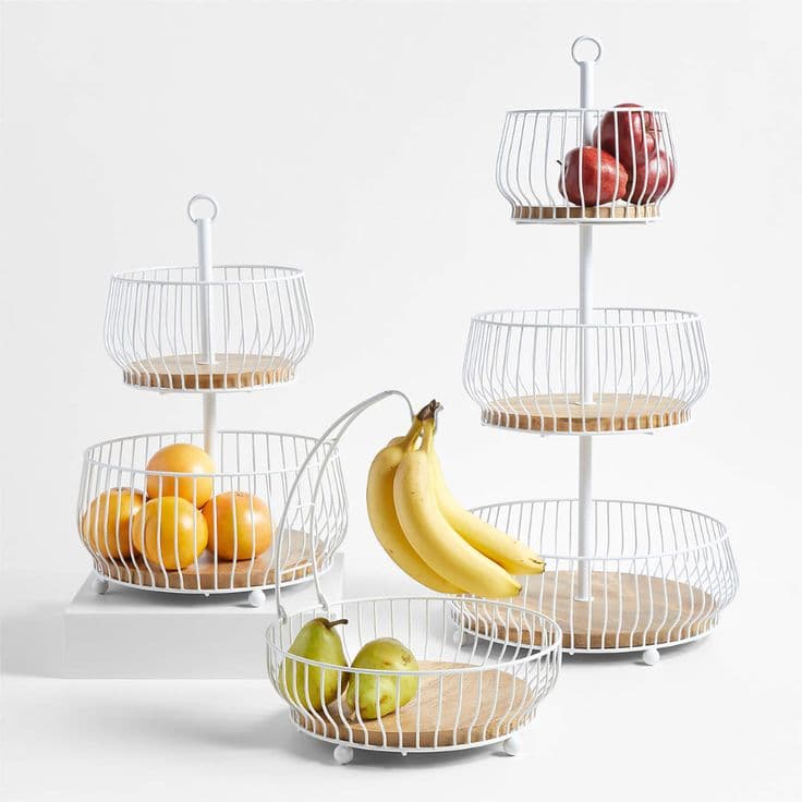 Ivory Three-Tier Fruit Stand handcrafted Serveware by J.S. CRAFT