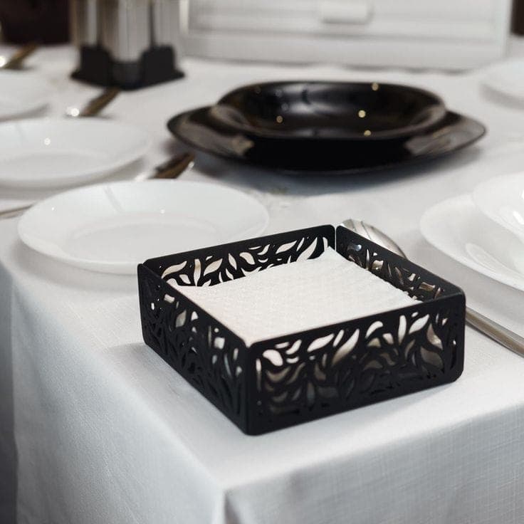 Noir Cutwork Napkin Holder handcrafted Kitchenware by J.S. CRAFT