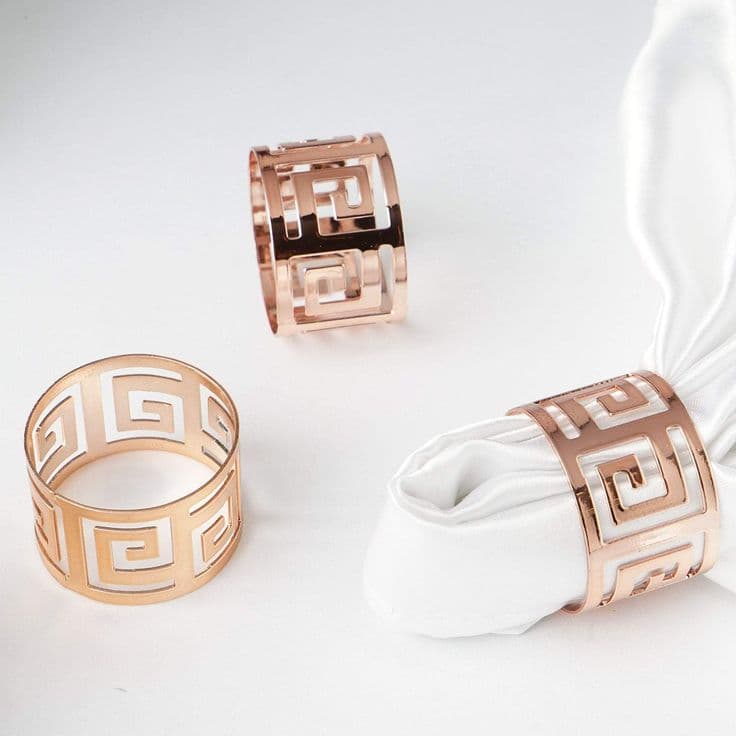 Rose Gold Napkin Ring Set handcrafted Kitchenware by J.S. CRAFT