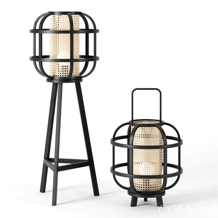 Cage Floor Lantern Duo handcrafted Seasonal Decor by J.S. CRAFT
