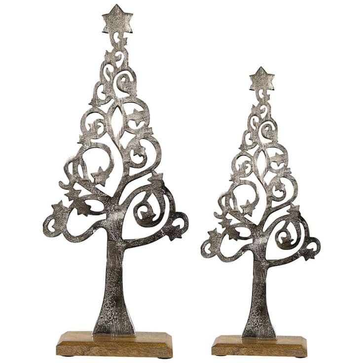 Filigree Festive Tree Duo handcrafted Seasonal Decor by J.S. CRAFT