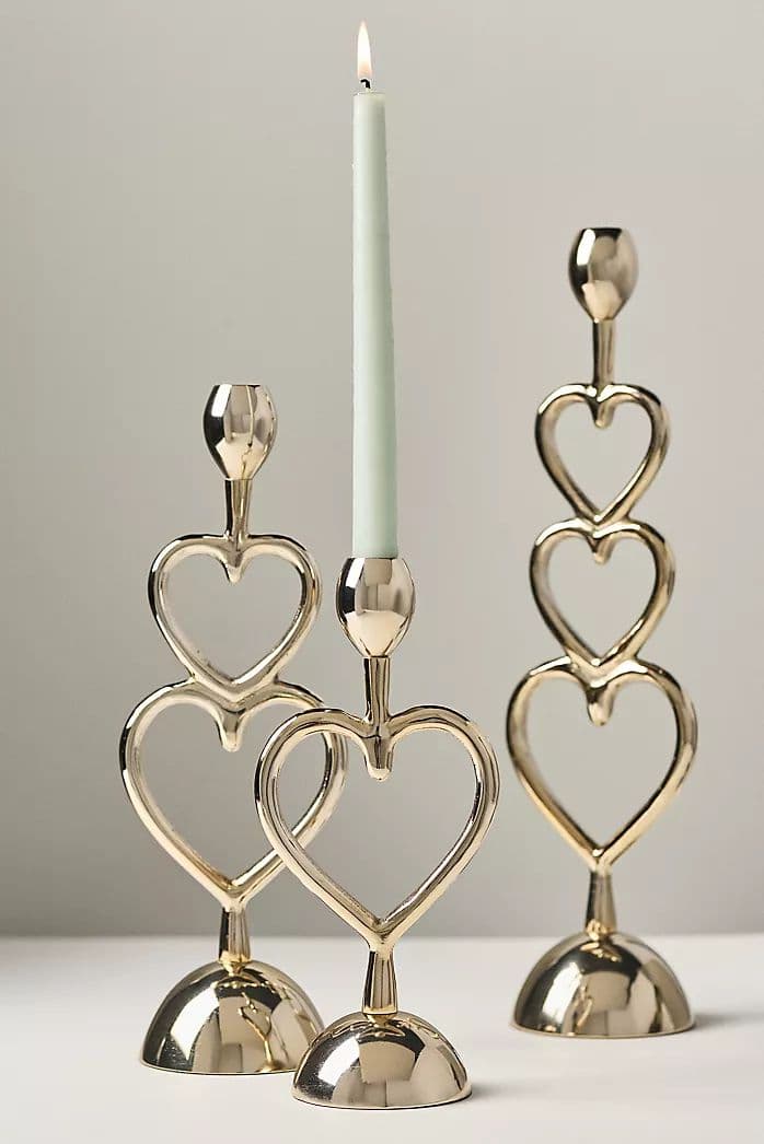 Heartline Candle Holder Pair handcrafted Home Decor by J.S. CRAFT
