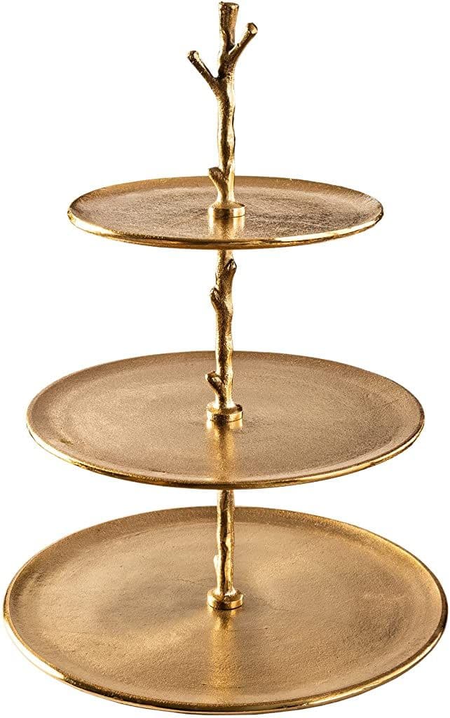 Imperial Gold Three-Tier Stand handcrafted Serveware by J.S. CRAFT