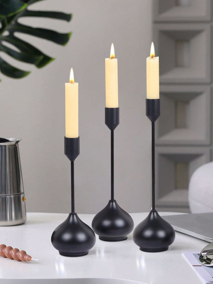 Noir Pillar Candle Holder Set handcrafted Home Decor by J.S. CRAFT
