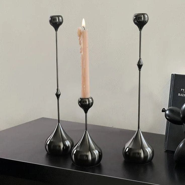 Onyx Stem Candle Holder Trio handcrafted Home Decor by J.S. CRAFT