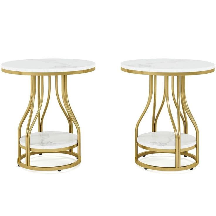 Twin Gold Side Tables handcrafted Accent Furniture by J.S. CRAFT